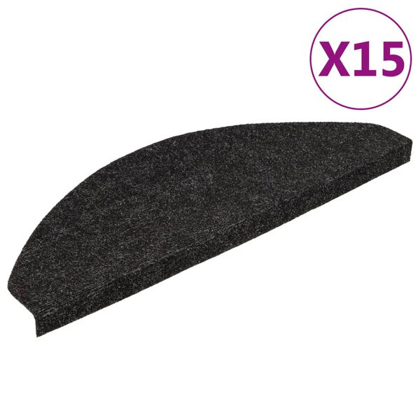 vidaXL Tapis d'escalier autocollants 15 pcs 65x22,5x3,5 cm Anthracite