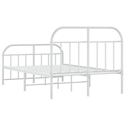 vidaXL Cadre de lit métal sans matelas et pied de lit blanc 120x190 cm