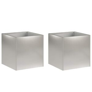 vidaXL Cache-pot de jardin 2 pc Argent&eacute; 20 x 20 x 20 cm