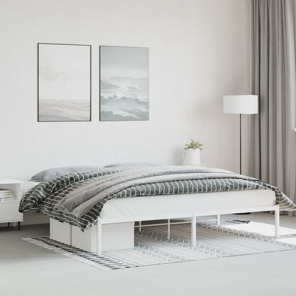 vidaXL Cadre de lit m&eacute;tal sans matelas blanc 193x203 cm