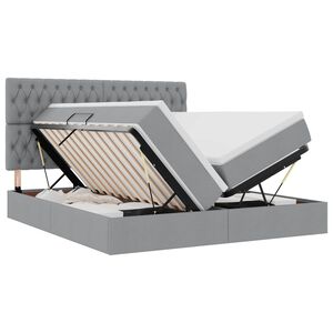 vidaXL Lit de Rangement avec t&ecirc;te de lit Gris clair 180 x 200 cm Tissu