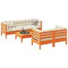 vidaXL Salon de jardin 6 pcs avec coussins cire marron bois pin massif