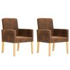 vidaXL Chaises &agrave; manger lot de 2 marron similicuir daim