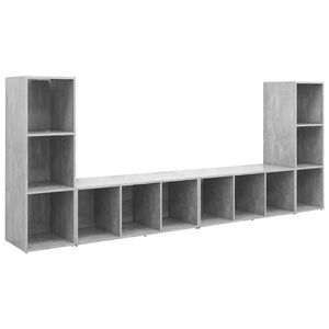 vidaXL Meubles TV 4 pcs Gris b&eacute;ton 107x35x37 cm Bois d'ing&eacute;nierie