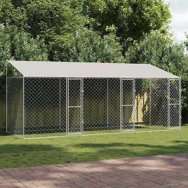 vidaXL Cage pour chien Argent 600 x 200 x 256 cm Acier galvanisé