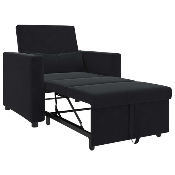 vidaXL Canapé Lit Simple avec des roues Noir 90 x 165 x 87 cm Velours