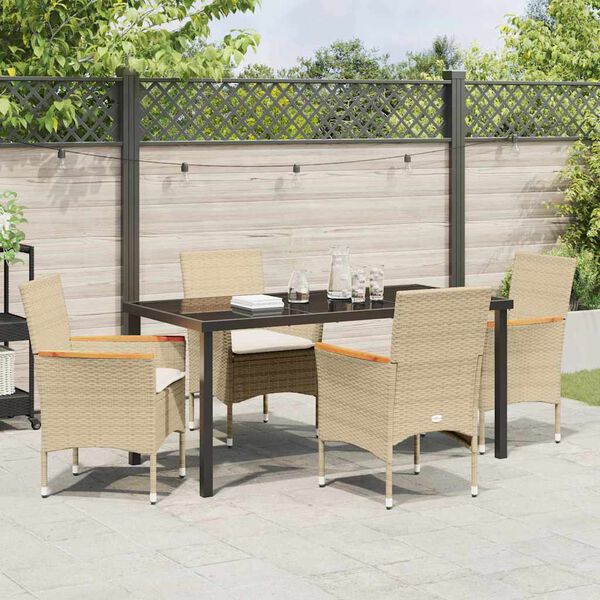 vidaXL Ensemble de salle à manger pour jardin 5 pcs Beige polyrotin