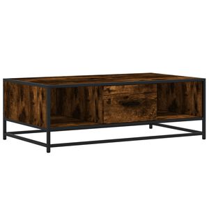 vidaXL Table basse ch&ecirc;ne fum&eacute; 100x57x35 cm bois d'ing&eacute;nierie et m&eacute;tal