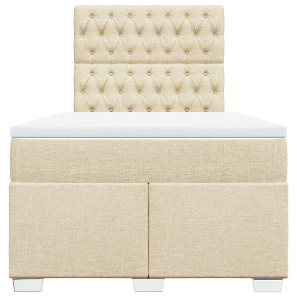vidaXL Sommier &agrave; lattes de lit avec matelas cr&egrave;me 120x190 cm tissu
