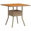 vidaXL Table de jardin beige 80x80x75 cm r&eacute;sine tress&eacute;e et bois acacia