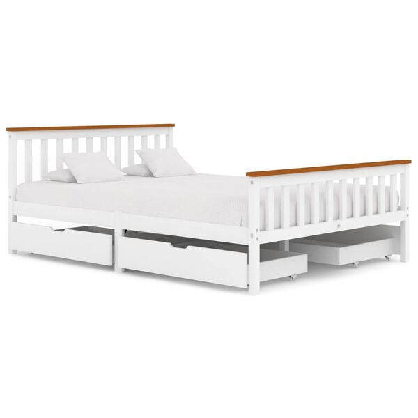 vidaXL Cadre de lit sans matelas blanc bois de pin massif 140x200 cm