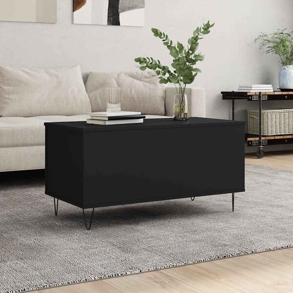 vidaXL Table basse Noir 90x44,5x45 cm Bois d'ing&eacute;nierie