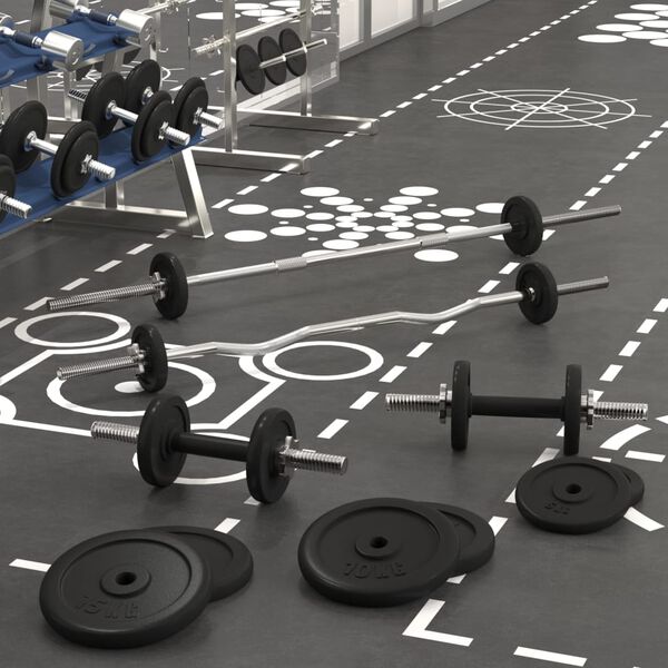 vidaXL Ensemble d'halt&egrave;res et de barres avec plaques 120 kg fonte