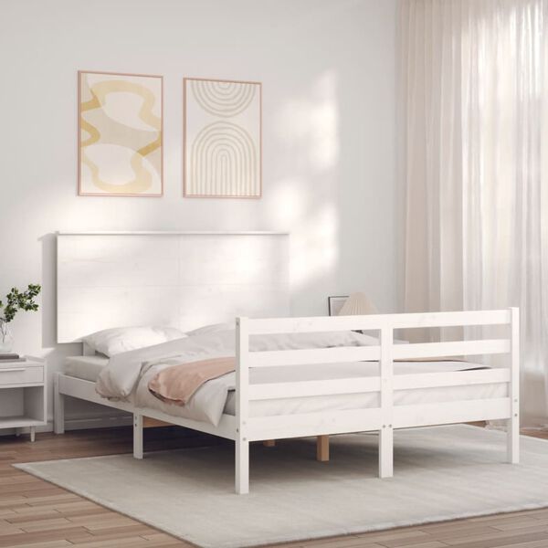 vidaXL Cadre de lit sans matelas blanc 120x200 cm bois massif