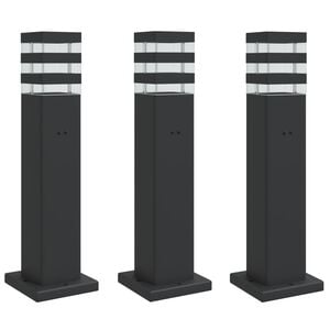 vidaXL Lampadaires d'ext&eacute;rieur avec sortie 3 pcs noir 50 cm aluminium