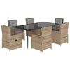 vidaXL Ensemble &agrave; manger de jardin et coussins 7 pcs beige poly rotin