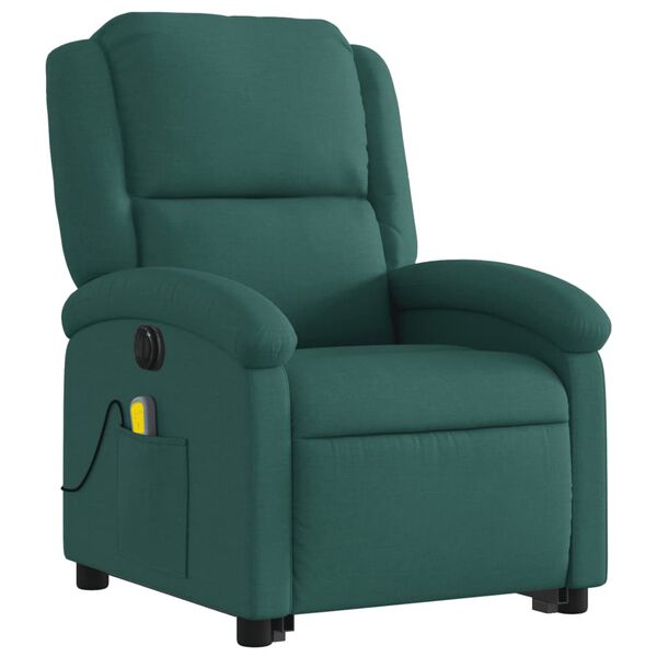vidaXL Fauteuil inclinable de massage &eacute;lectrique Vert fonc&eacute; Tissu