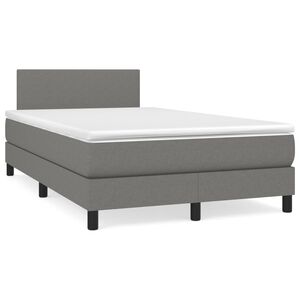 vidaXL Sommier &agrave; lattes de lit avec matelas Gris fonc&eacute; 120x200cm Tissu