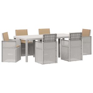 vidaXL Ensemble de salle &agrave; manger pour jardin 7 pc Blanc et taupe PP