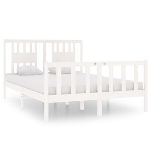 vidaXL Cadre de lit sans matelas blanc 140x190 cm bois massif