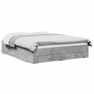 vidaXL Cadre de lit avec tiroirs sans matelas gris b&eacute;ton 160x200 cm