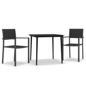 vidaXL Ensemble &agrave; manger de jardin 3 pcs Noir