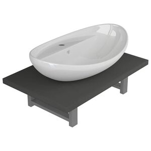 vidaXL Meuble de salle de bain en deux pi&egrave;ces C&eacute;ramique Gris