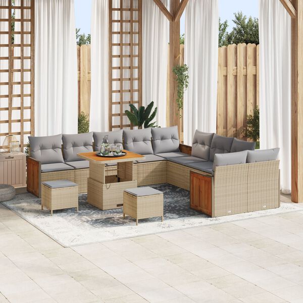 vidaXL Ensemble de canap&eacute; de jardin 13 pcs Beige et Gris clair
