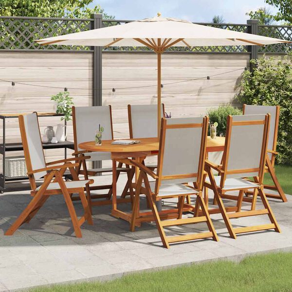 vidaXL Chaises pliables de jardin lot de 6 bois d'acacia et textil&egrave;ne