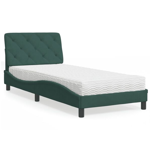 vidaXL Lit avec matelas vert fonc&eacute; 80x200 cm velours