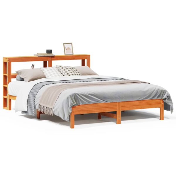vidaXL Cadre de lit sans matelas cire marron 140x190cm bois pin massif