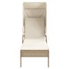 vidaXL Chaise longue avec auvent beige résine tressée