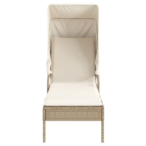 vidaXL Chaise longue avec auvent beige résine tressée