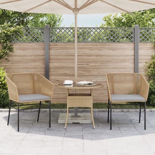vidaXL Chaises de jardin lot de 2 et coussins marron rotin