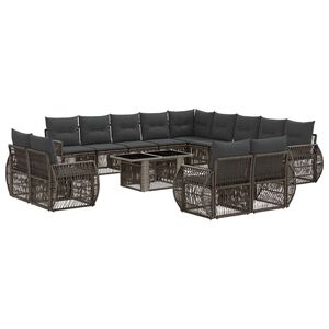 vidaXL Ensemble de canap&eacute; de jardin 14 pc Gris et Gris fonc&eacute; polyrotin