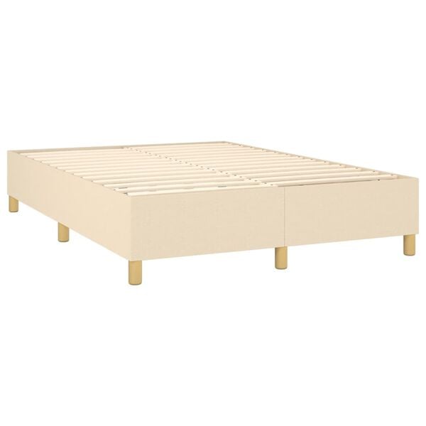 vidaXL Sommier &agrave; lattes de lit avec matelas Cr&egrave;me 140x190 cm Tissu