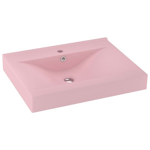 vidaXL Lavabo avec trou de robinet Rose mat 60x46 cm C&eacute;ramique