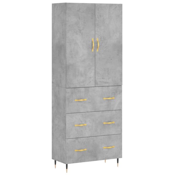 vidaXL Buffet haut Gris b&eacute;ton 69,5x34x180 cm Bois d'ing&eacute;nierie