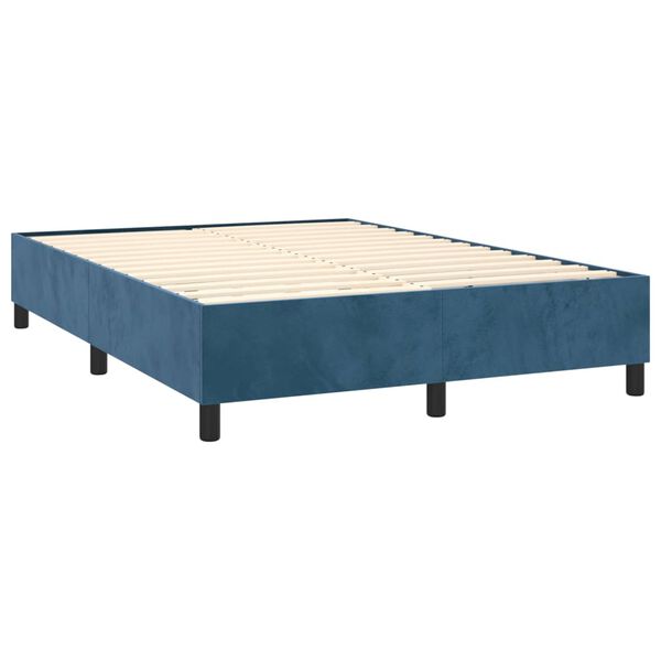 vidaXL Cadre de lit bleu fonc&eacute; 140x190 cm velours