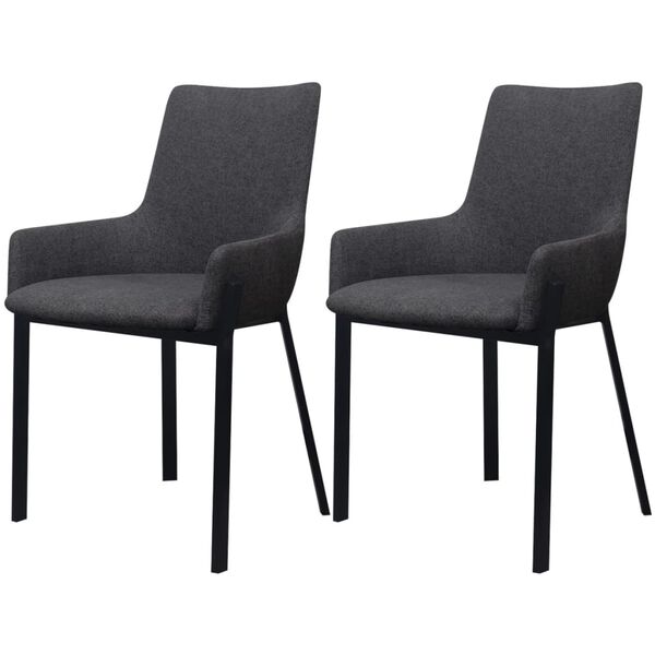 vidaXL Chaises &agrave; manger lot de 2 gris fonc&eacute; tissu