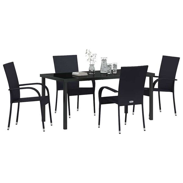 vidaXL Ensemble de salle &agrave; manger pour jardin 5 pcs Noir