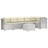 vidaXL Canap&eacute; de Jardin 6 Places avec Coussins Aspect Rattan PP Blanc