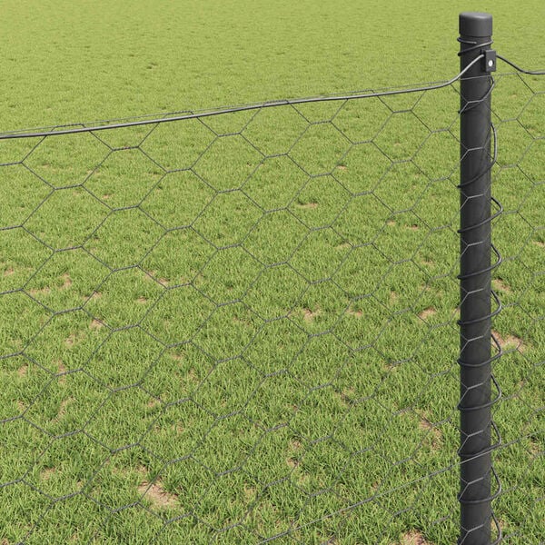 vidaXL Cl&ocirc;ture hexagonale Gris 1,5 x 50 m PVC