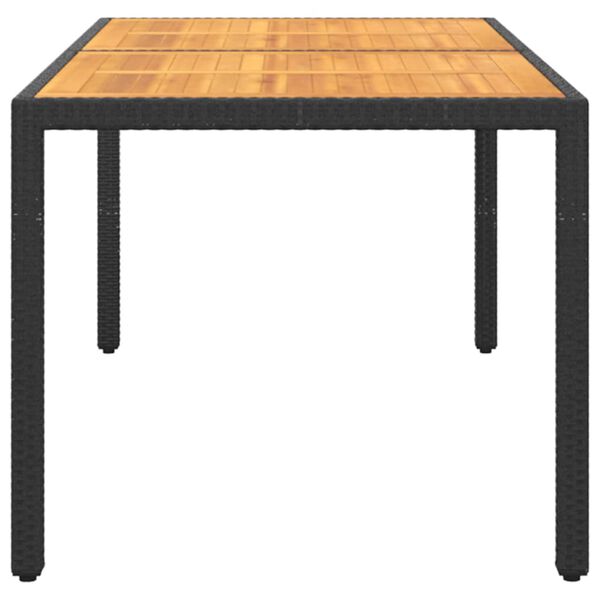 vidaXL Table de jardin 150x90x75 cm Acacia et résine tressée Noir