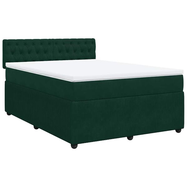 vidaXL Sommier &agrave; lattes de lit et matelas Vert fonc&eacute; 160x200cm Velours
