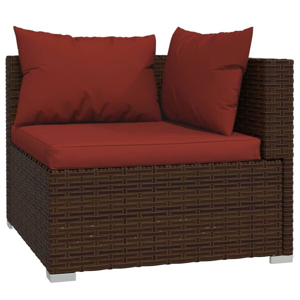 vidaXL Salon de jardin 12 pcs avec coussins Marron R&eacute;sine tress&eacute;e