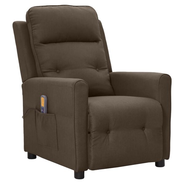 vidaXL Fauteuil de massage Marron fonc&eacute; Tissu