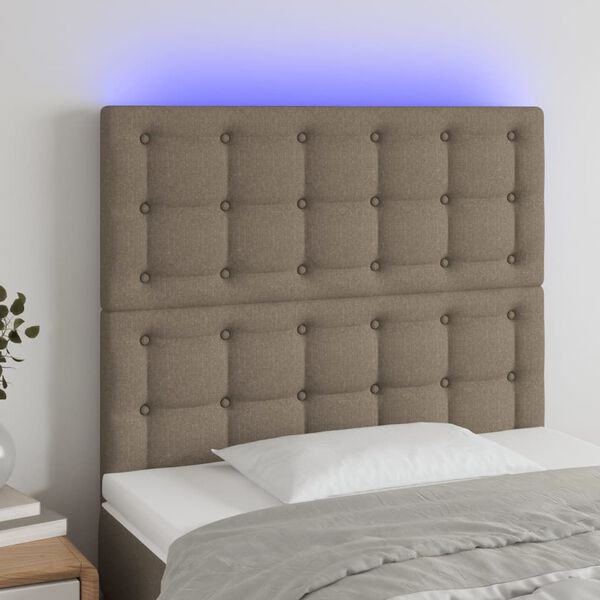 vidaXL T&ecirc;te de lit &agrave; LED Taupe 90x5x118/128 cm Tissu