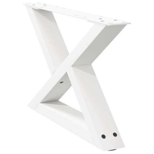vidaXL Pieds de table basse 2 pi&egrave;ces Blanc 60 x (30-31,3) cm Acier