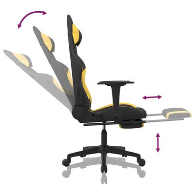 vidaXL Chaise de jeu avec repose-pied Noir et jaune Tissu